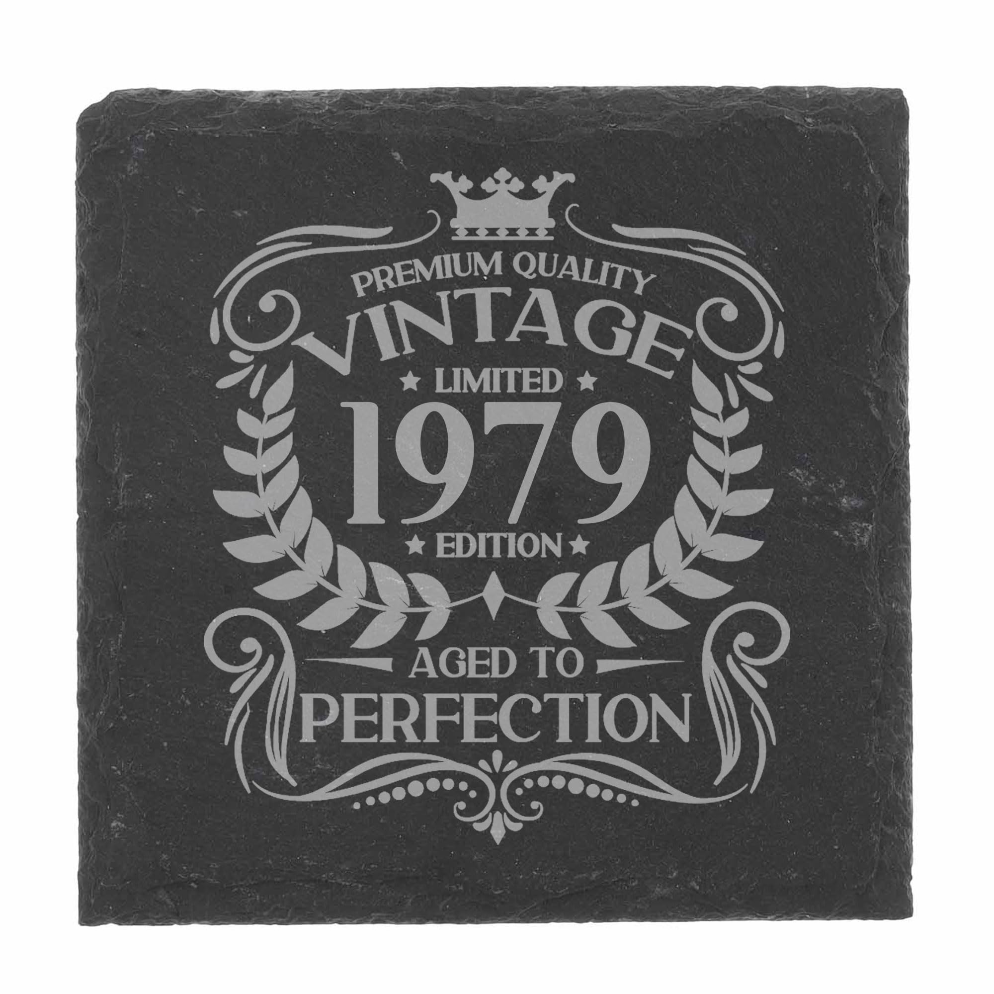 80th Birthday Gift for Men Vintage 1946 Aged to Perfection Engraved Slate Coaster Present for 80 Year Old Etched Natural Slate Placemat (Round Slate) — view 111