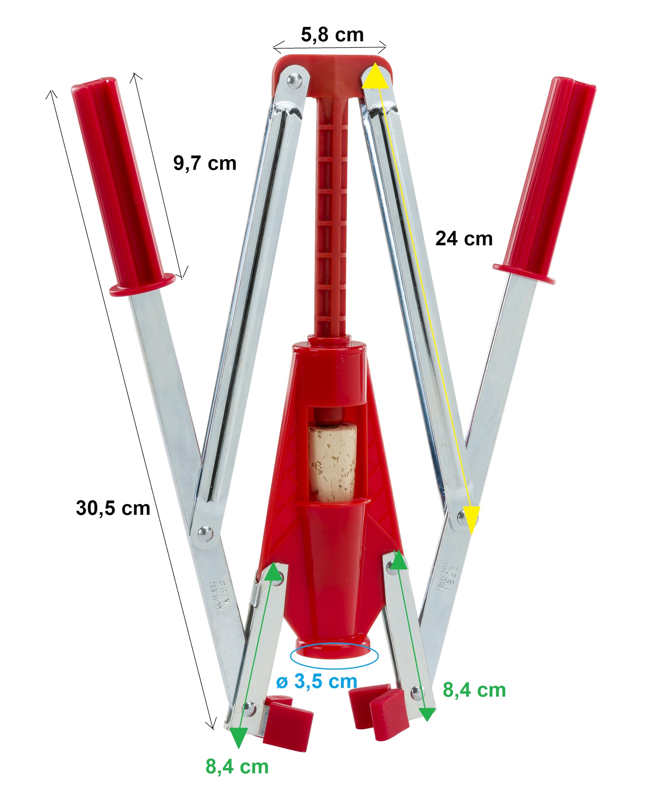 Rigamonti Happy Cork Tappatrice A Pinza - Con Morsetti Per Tappi Di Sughero, Made In Italy - Foto 11