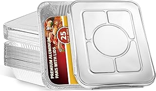katbite 9x13 Aluminum Pans With Lids, 25 Packs Disposable Baking Pans With Lids, Rectangular Aluminum Baking Pans, Foil Pans Great For Cooking, Heating, Storing, Prepping Food
