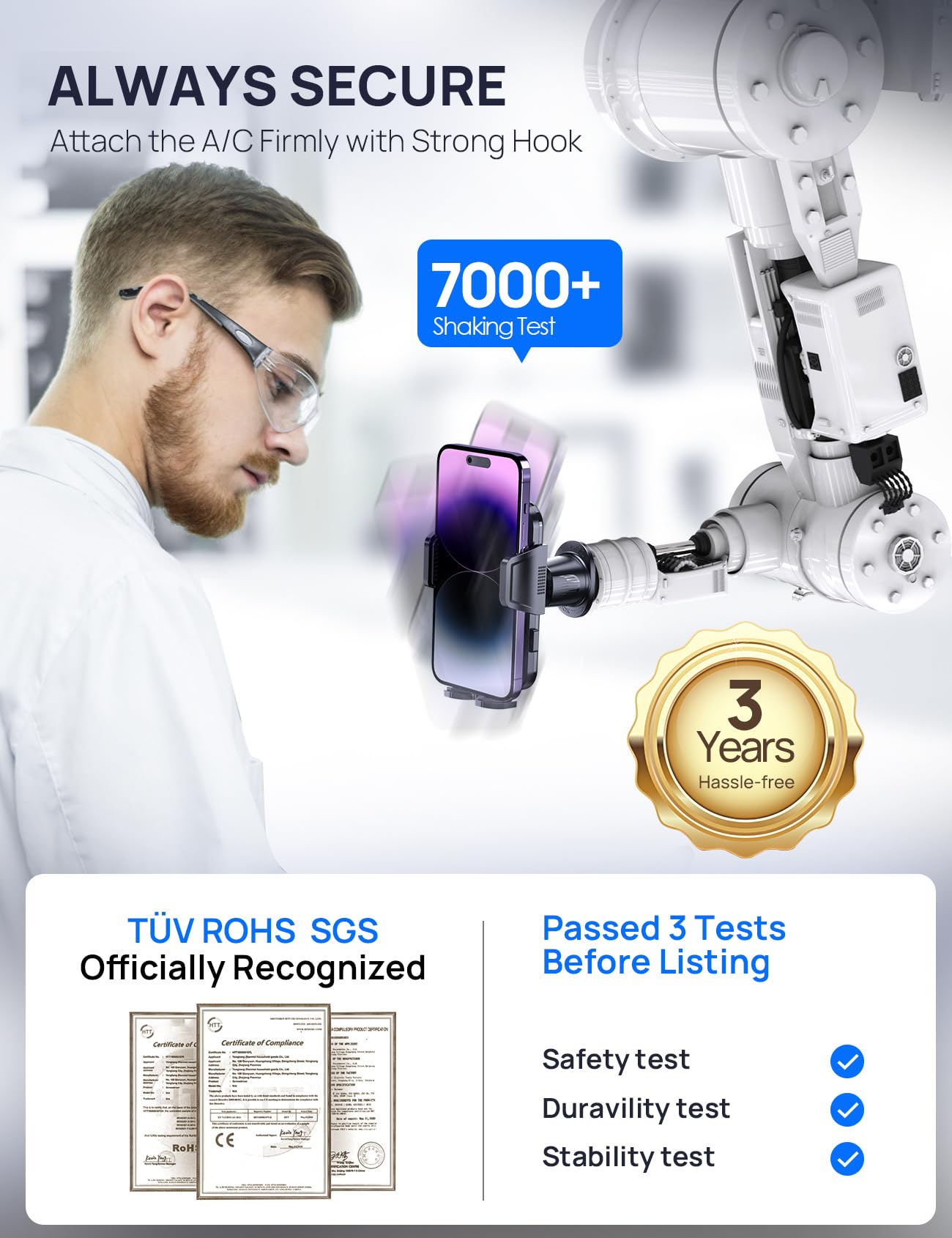 2024 Supporto Telefono Auto Bocchette Aria, Porta Cellulare Auto Clip Gancio Aggiornamento, Porta Telefono Auto Ruotabile 360°, Portacellulare Auto Universale Per iPhone Samsung Xiaomi Smartphones