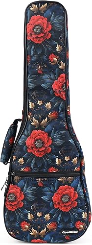 Miniatura 43 de CLOUDMUSIC Funda para ukelele - Mochila acolchada para soprano de 21 pulgadas (soprano, bordado de flores de pavo real azul)
