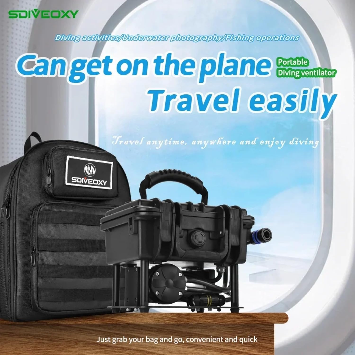 GOYOJO Diving Ventilator 60-70Min, Portable Rechargeable Scuba Diving Tank, Waterproof Air Compressor, with Diving Breathing Regulator Scuba Diving System Dive Without Tanks