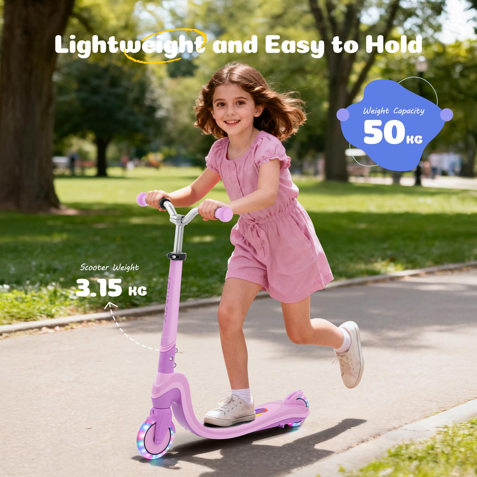 TONBUX Roller Kinder für 3–12 Jahre, Kinderroller mit Cool Beleuchteten Deck und PU-Rädern, 3-Stufig Höhenverstellbarer Scooter mit Ständer, Leicht Roller Kinder 3 Jahre