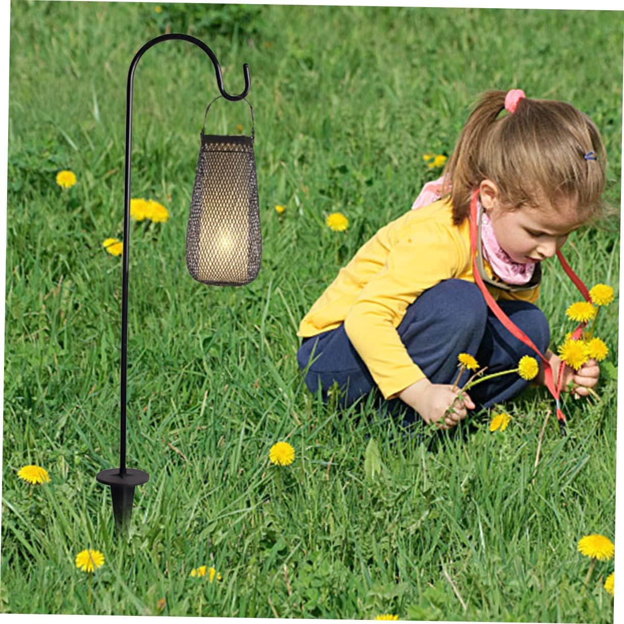 OUNONA 6pcs Black Iron Ground Hooks for Garden Sturdy Outdoor Metal Stakes for Hanging Lanterns and Flags for Festivals and Decorations