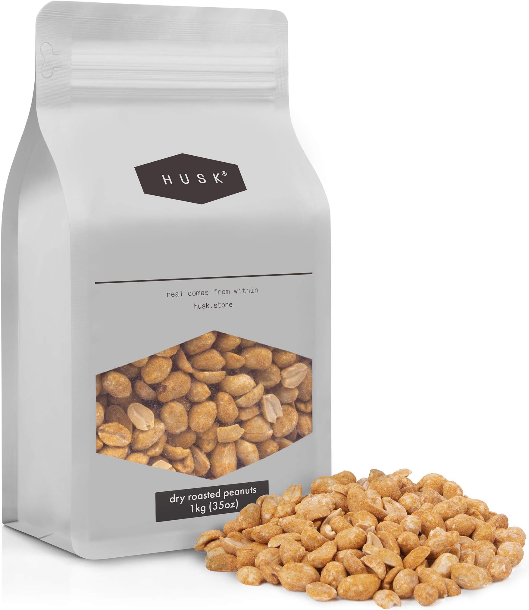 1KG Dry Roasted Peanuts by Husk - Resealable Pouch