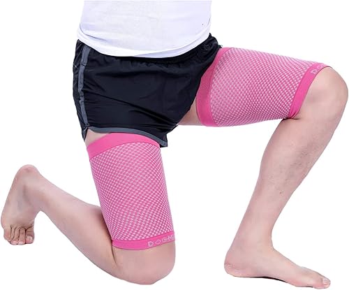 Miniatura 2 de Doc Miller Manga de compresión para muslos para hombres y mujeres, 1 par, envoltura de compresión cuádruple y muslo, tirantes para recuperación