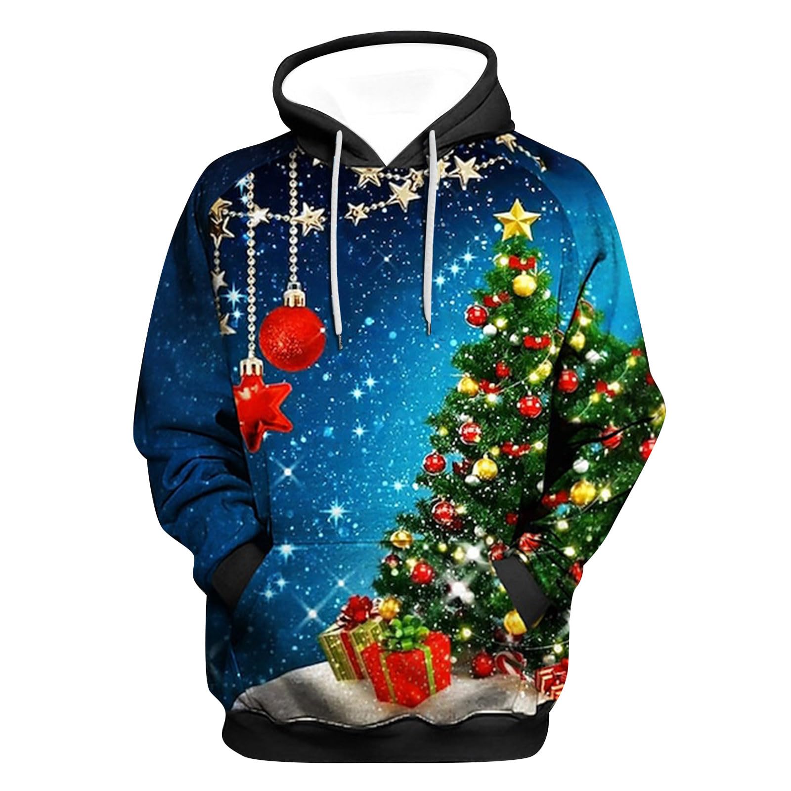 Pull De Noël Homme - Sweat à Capuche Imprimé 3D Festif, Moche Et Drôle Pour Fêtes, Cadeau Noel