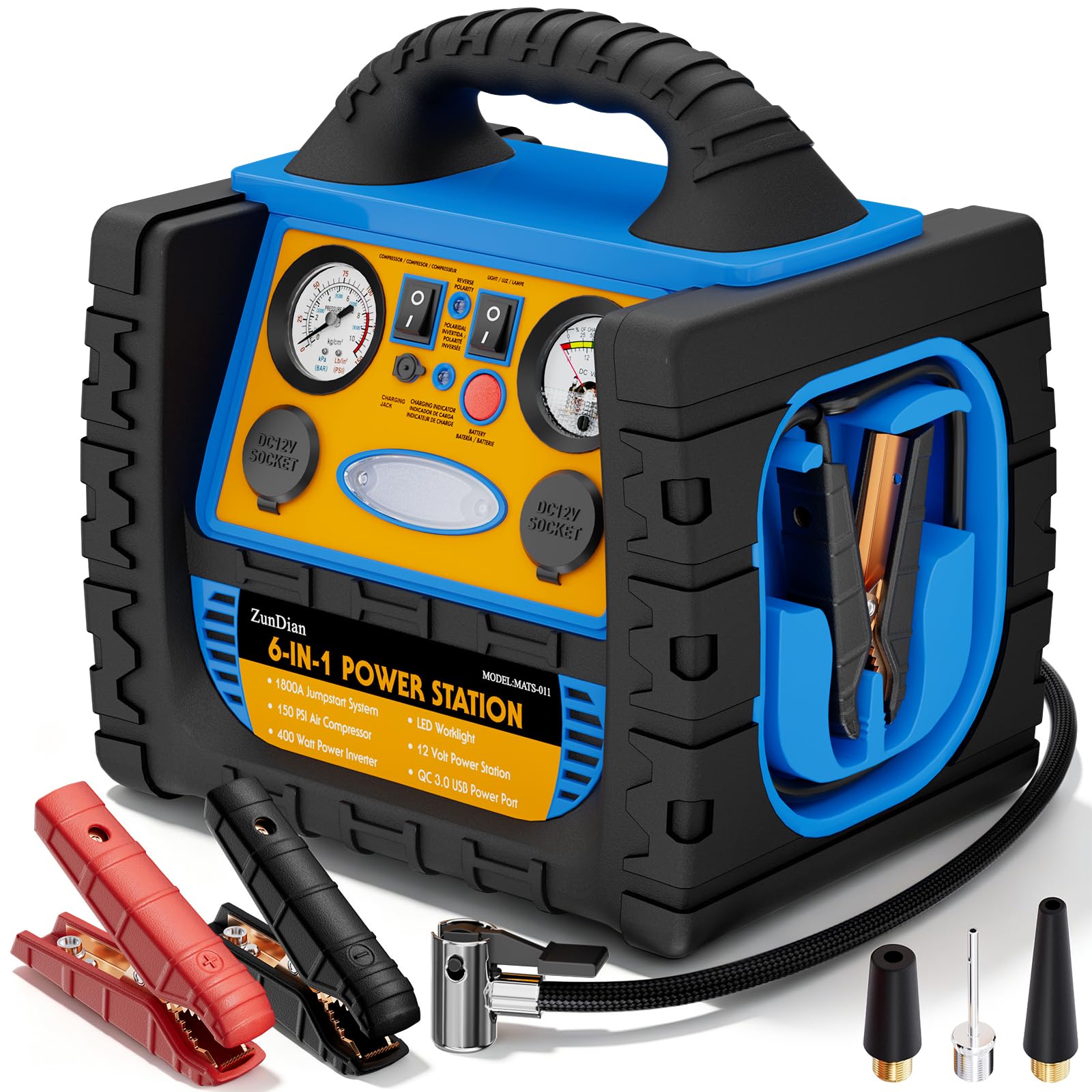 Amazon.com: Car Jump Starter with Air Compressor 150PSI, 1800A