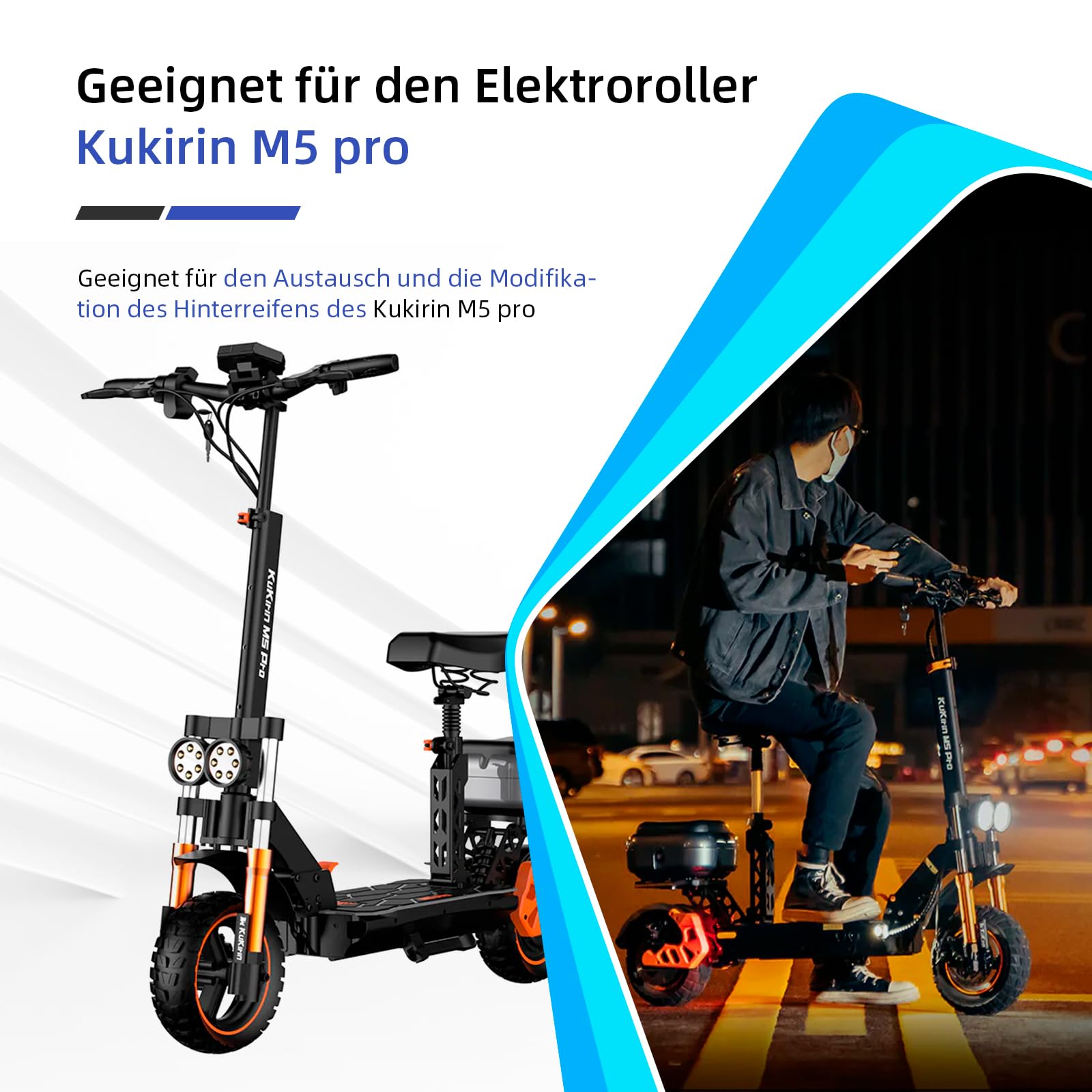 90/50 – 6,5 fuoristrada senza tubo pneumatico per scooter elettrico posteriore Kukirin M5 Pro
