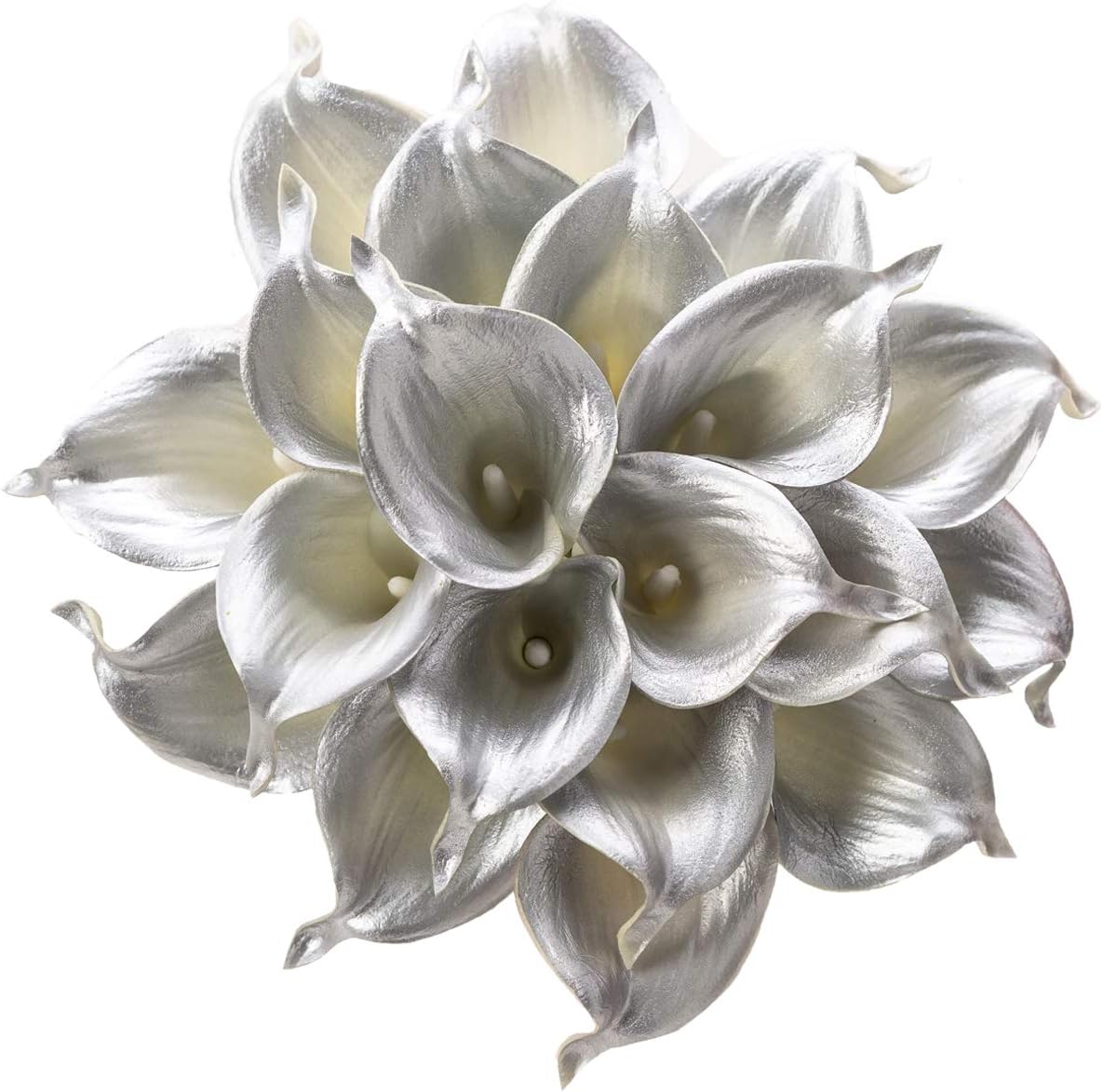 Leagel Calla Lily Bridal Wedding Bouquet Head Lataex Real Touch Flower Bouquets (20, Silver)