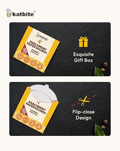 Miniatura 6 de Katbite 200 piezas de papel pergamino redondo de 5 pulgadas, extra fuerte, resistente y antiadherente para separar hamburguesas, congelar, molde