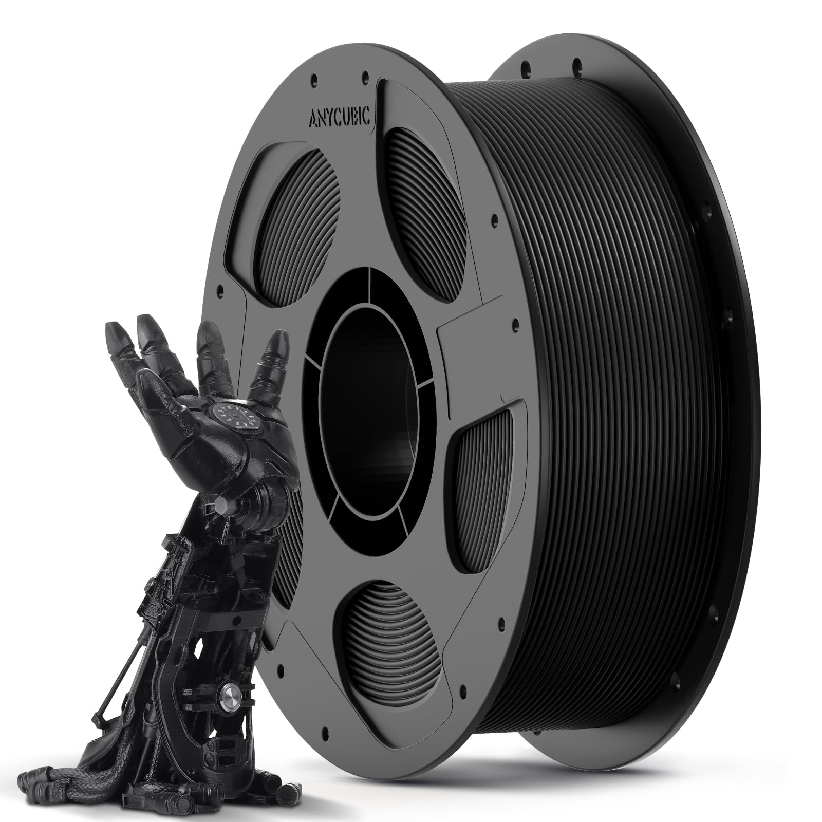 ANYCUBIC Refill PLA und Spool Kit, 1,75mm Filament 3D-Druckmaterialien mit Hoher Fließfähigkeit, Neatly Wound, Intelligente Identifikation, PLA Schwarz