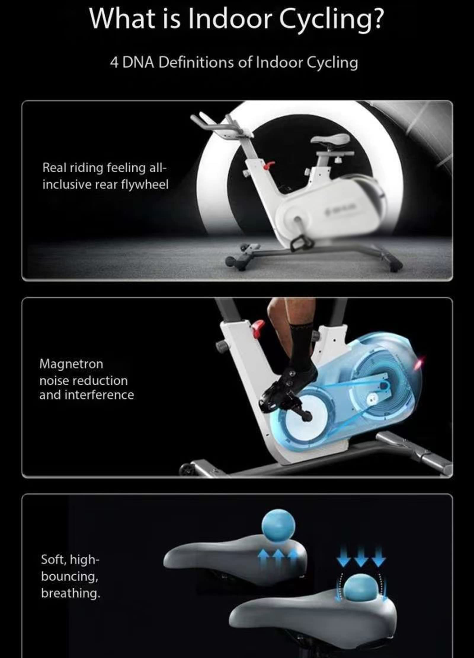 Cyclette intelligente, ultra silenziosa, magnetica, per interni, con comodo cuscino per il sedile, resistenza regolabile per fitness a casa e perdita di peso