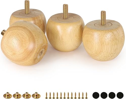 Miniatura 8 de FoDau770 Patas de madera de goma para muebles de 3 pulgadas, patas de sofá modernas de mediados de siglo, patas de sofá resistentes, patas de sofá
