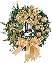 Natal para porta da frente - guirlandas decorações com luzes - bola dourada Natal agulhas pinheiro decorações guirlandas, guirlandas verão para casamento, parePochy