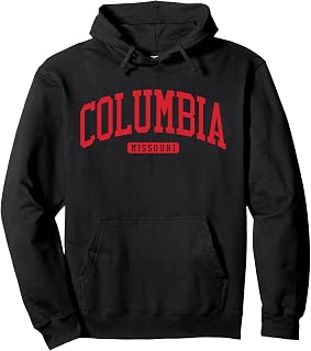 Columbia Missouri MO College University Style Red Pullover Hoodie
