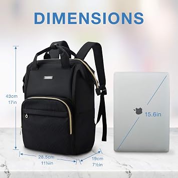 Laptop Backpack,BAGSMART 15.6 Inch Women Backpack Water Resistant Casual Daypack Large Doctor Backpack for Work,Travel,Business,College School,Black
