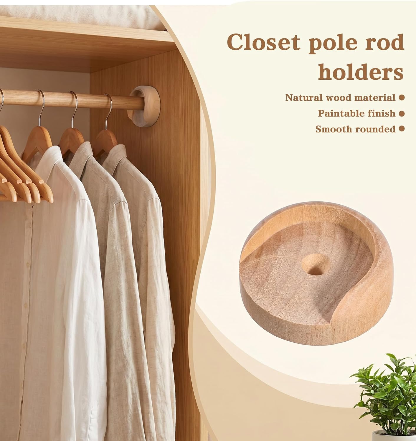4 Pack Closet Rod Holder, Closet Pole Socket 1-3/8" U-Shaped Rod Support with Screws