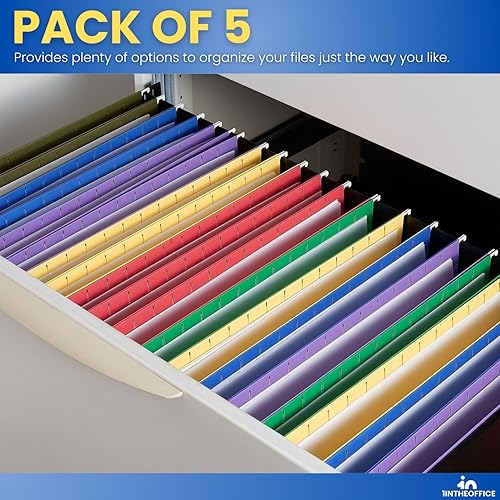 Miniatura 6 de 1InTheOffice Carpetas colgantes expansibles de polietileno, tamaño carta, bolsillo para archivos colgantes, divisores de archivo, surtido, paquete