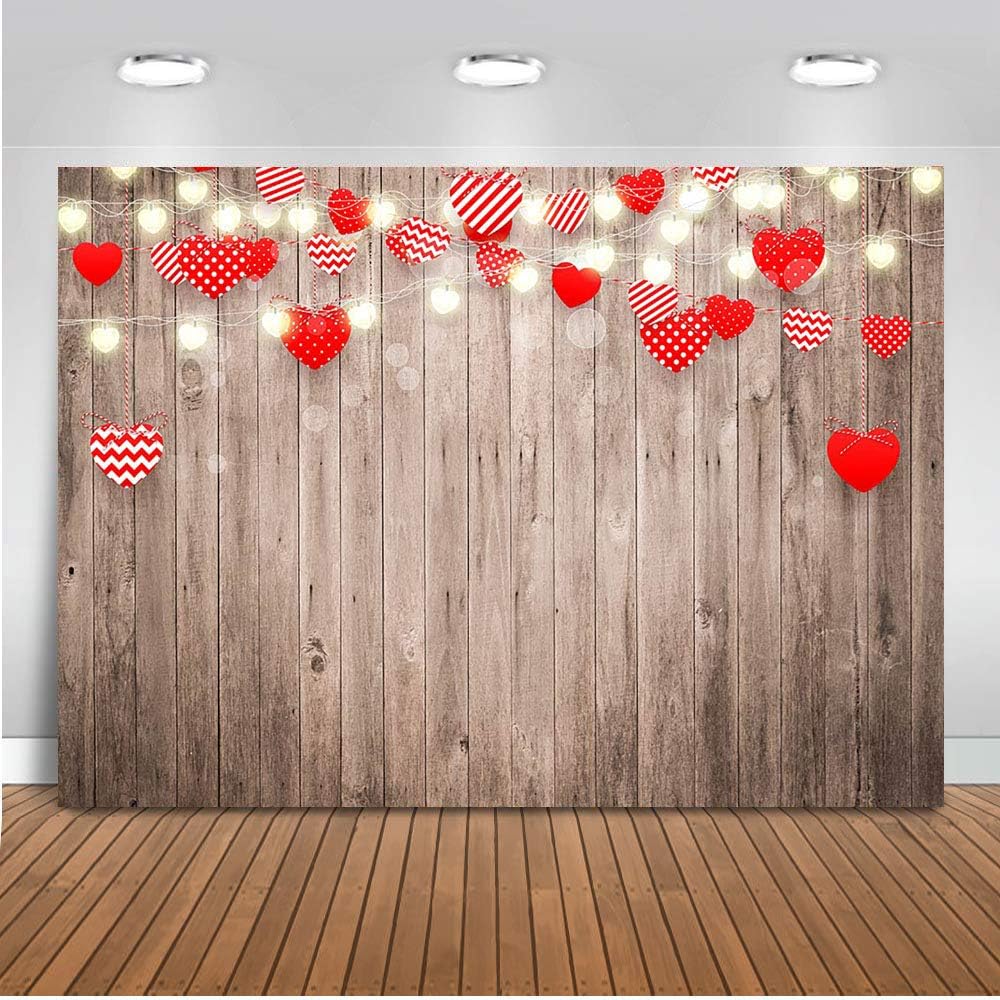 Avezano Rustic Wood Love Heart Backdrop Valentine's Day Background for Photo Studio Wedding Bridal Shower 16th Sweet Birthday Decoration (8x6ft)