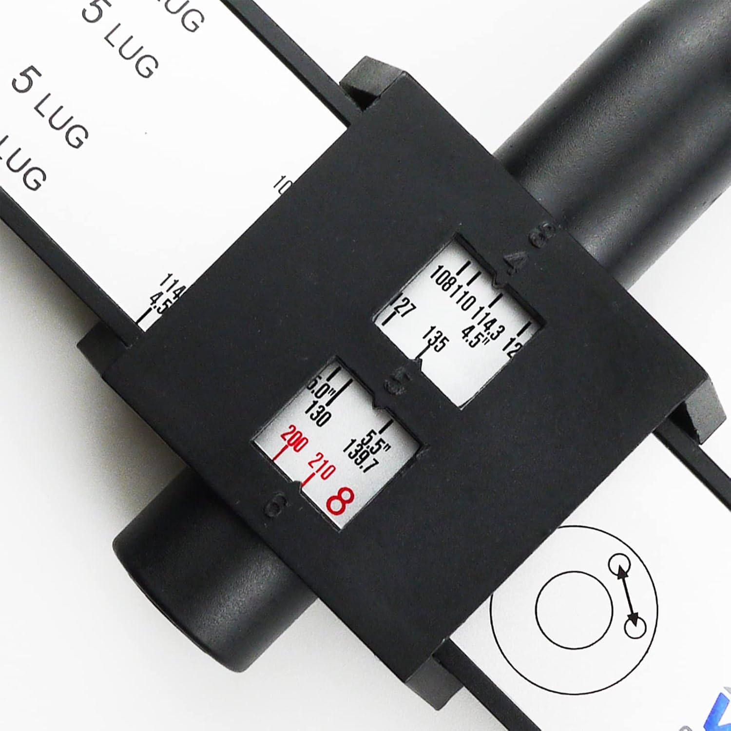Wheel Tire Rim Bolt Ruler - Universal Gauge PCD 4 5 6 8 Holes Lug Wheel Rim Bolt Pattern Sliding Measuring Gauge Ruler Tool To Measure Studs On...