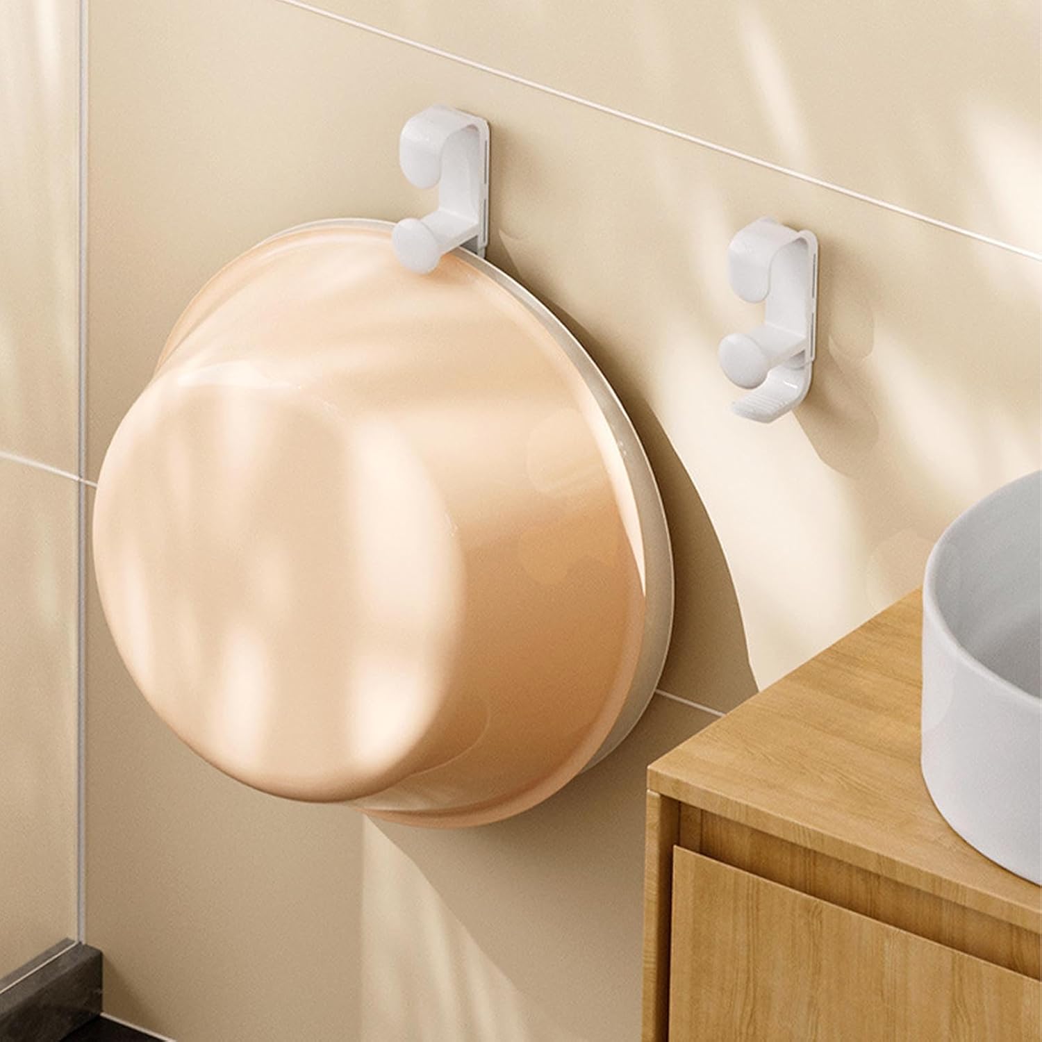 Telescopic Washbasin Hook, Adhesive Wall Mounted, Adjustable Length for Bathroom - High Load Capacity, Durable ABS Material, Easy Installation for Towels and Robes