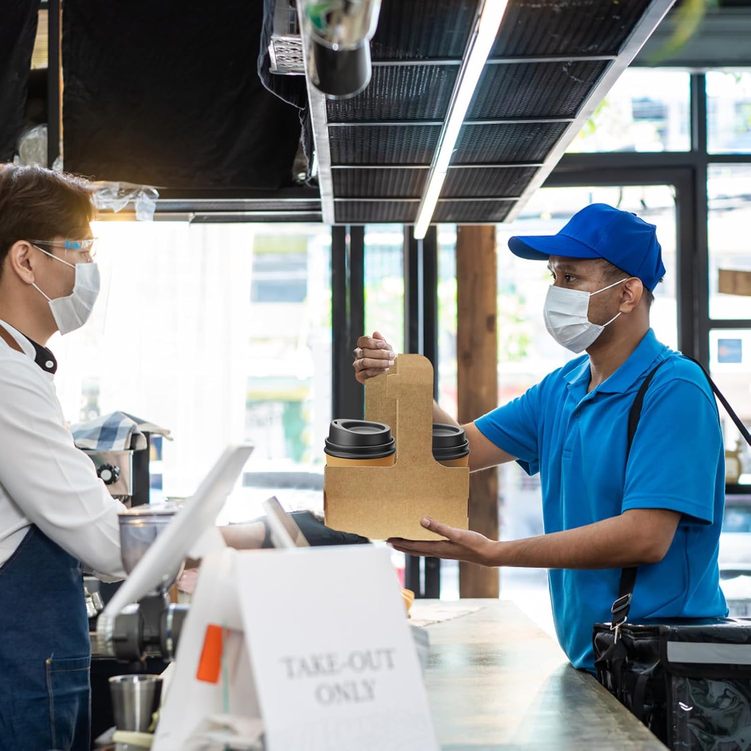 2 Cup Disposable Drink Carrier for Delivery with Handle,15 Count Kraft Paperboard Cup Holder,Cup Carriers for Hot or Cold Drinks,Coffee Carrier, Food Delivery,Take Out Cup Carriers (Brown) - Image 7