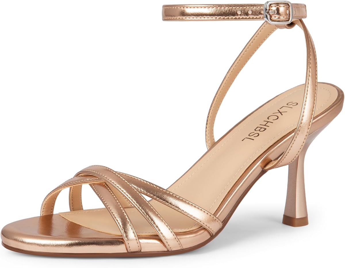 Tacones de gatito para mujer, Sandalias de tacón con puntera abierta y redonda con tiras