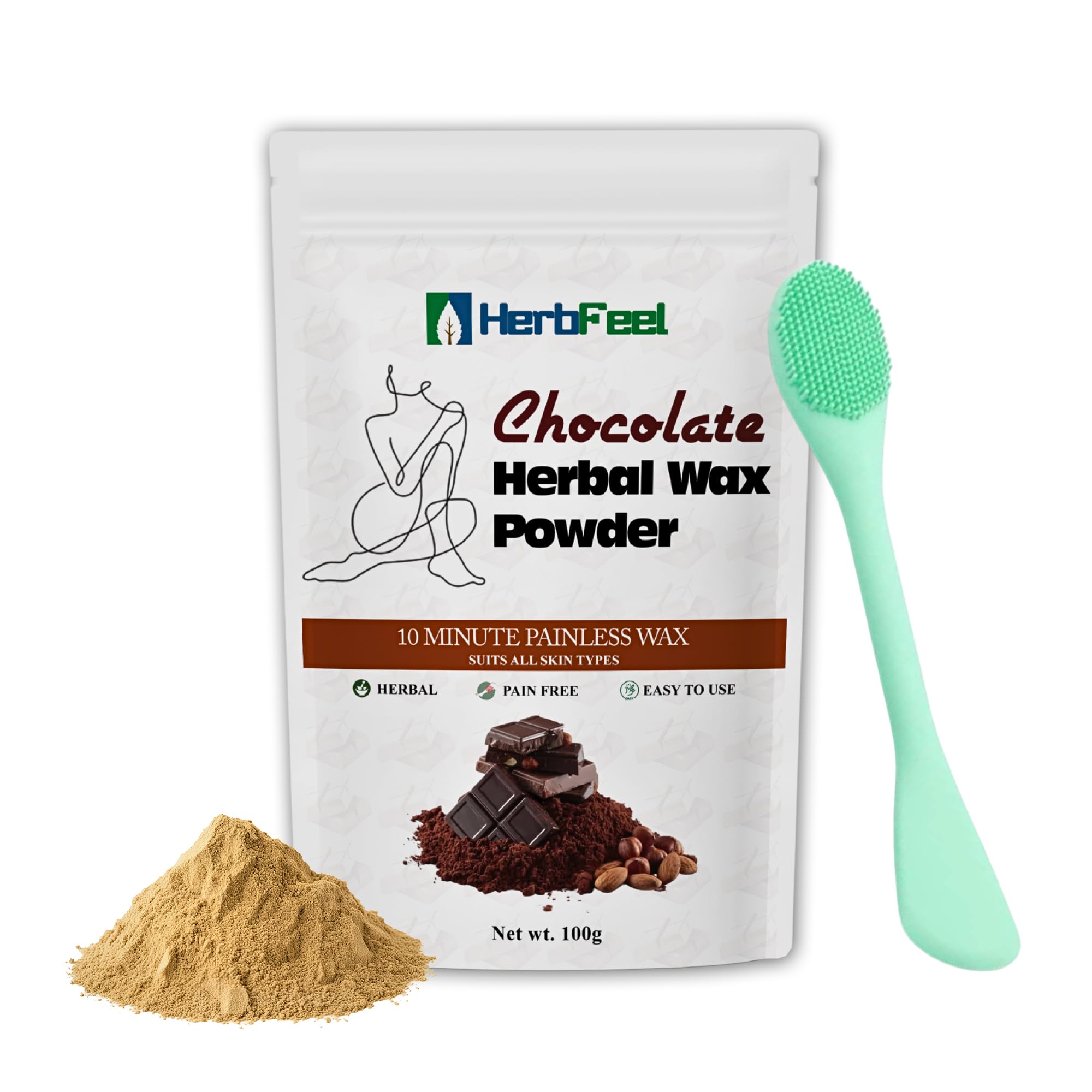 Herbal Wax Powder For Women and Men | Instant Hair Removal | Painless & Quick, BAS-Free, pH-Balanced | No Smell | Safe for Bikini, Face & Body | No Side Effects | Unisex (CHOCOLATE, PACK OF 2)