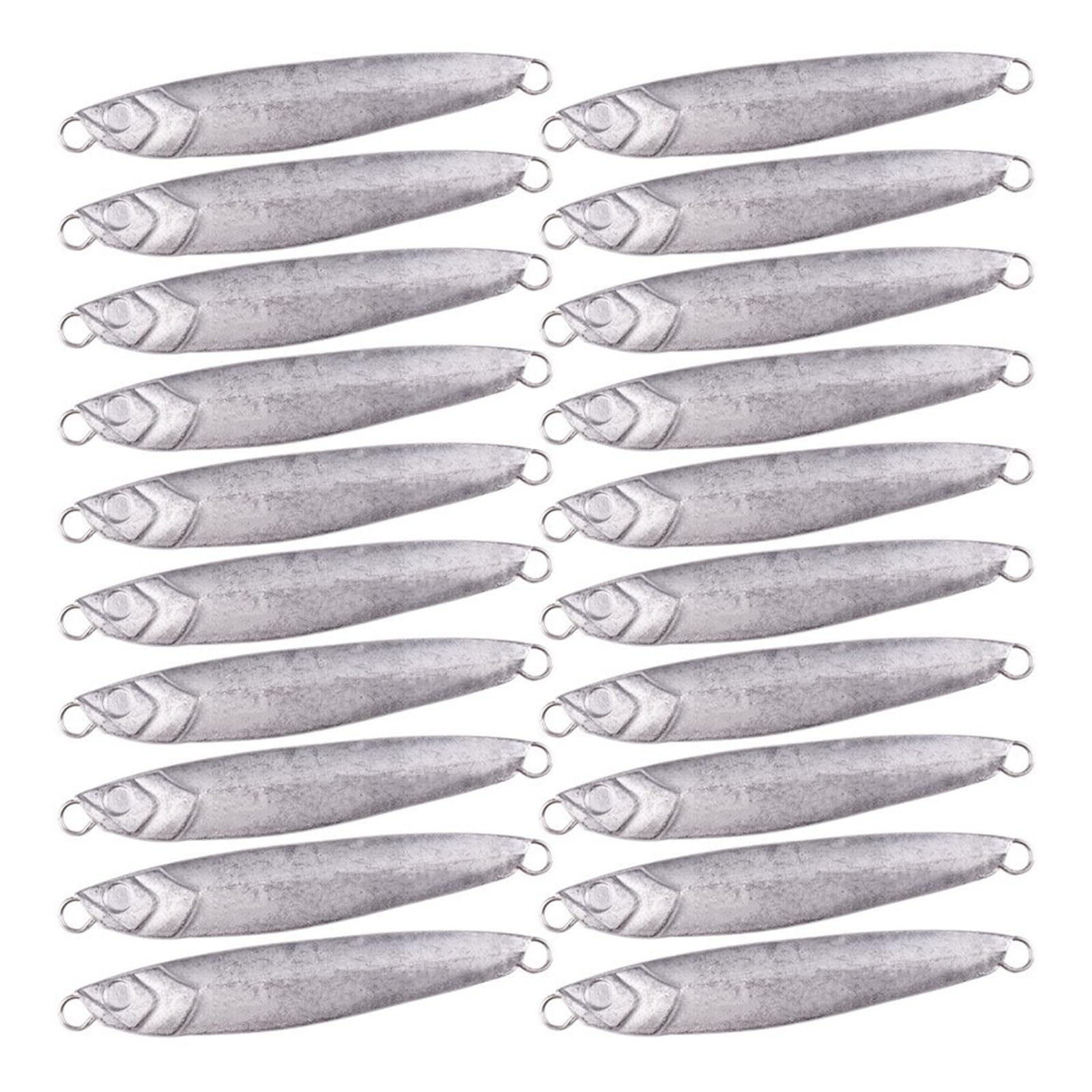INEOUT 20 Pcs/lot Bricolage Non Peint Métal Coulé Jig Cuillère 7g-10g-14g-17g-21g-24g-30g-40g Blanc Coulée Gabarits Mer Bar Pêche Leurre Attirail
