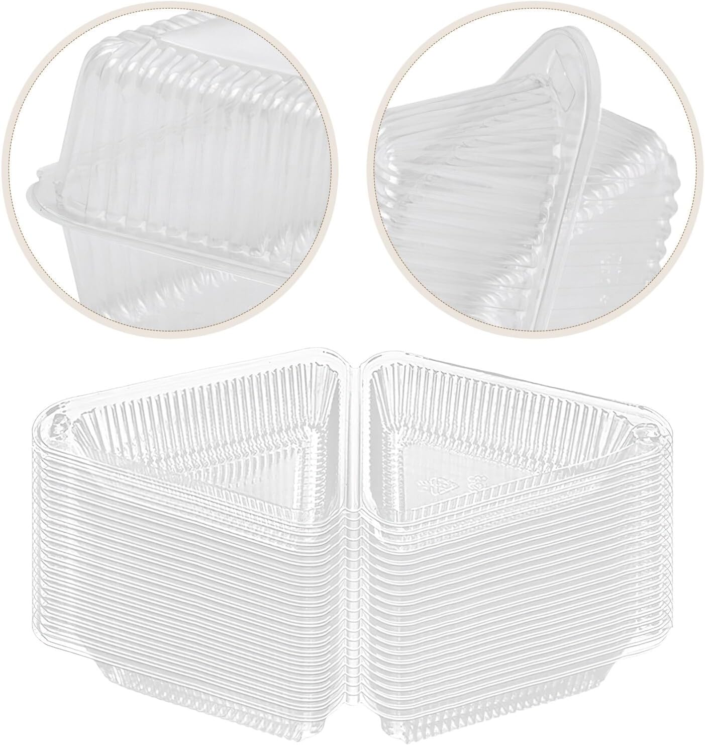 50pcs Clear Triangular Cake Slice Containers with Lids Dessert Boxes for Cheesecake Mousse Cookies and Sandwich Storage Secure Seal Safe Material Packaging