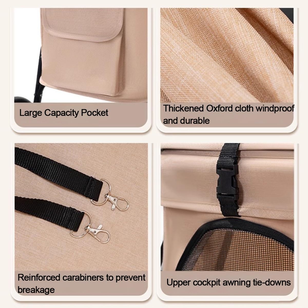 Double Pet Stroller Lightweight Waterproof Folding Dog Stroller Travel Carrier Cart for Small & Medium Pets Gray image 5 of 7 B0FJDY5J28