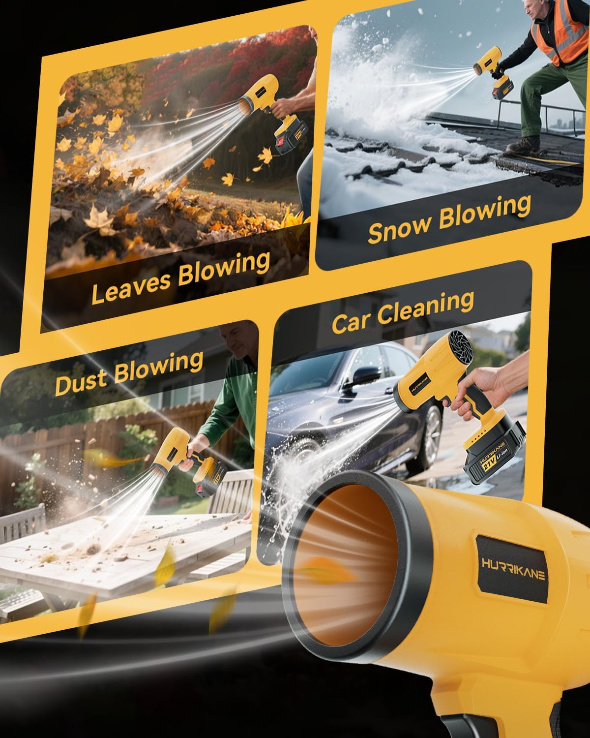 Hurrikane Cordless Leaf Blower with 2 Batteries and Brushless Motor, Handheld Blower for Patio, Driveway, Yard and Outdoor Cleaning