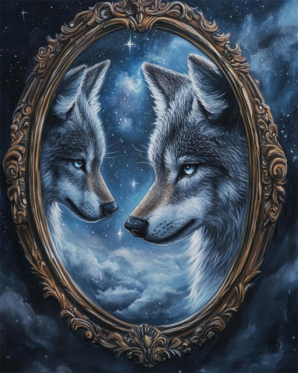 RKFLGEW DIY Embroidery Beads Set Anime Wolf 30x40cm