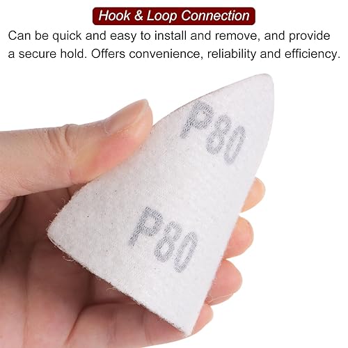 Vista 38 de HARFINGTON 120 piezas de lija triangulares de gancho y bucle, 120 granos, almohadillas de lijado de óxido de aluminio de 3-1/8 pulgadas, papel