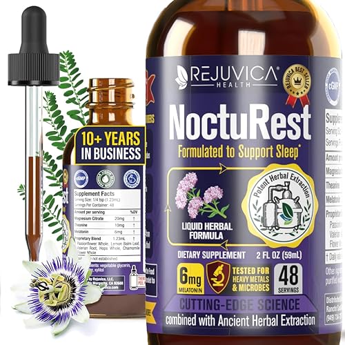 Suplemento NoctuRest para dormir, fórmula líquida natural para doble absorción, con melatonina, magnesio, manzanilla y más
