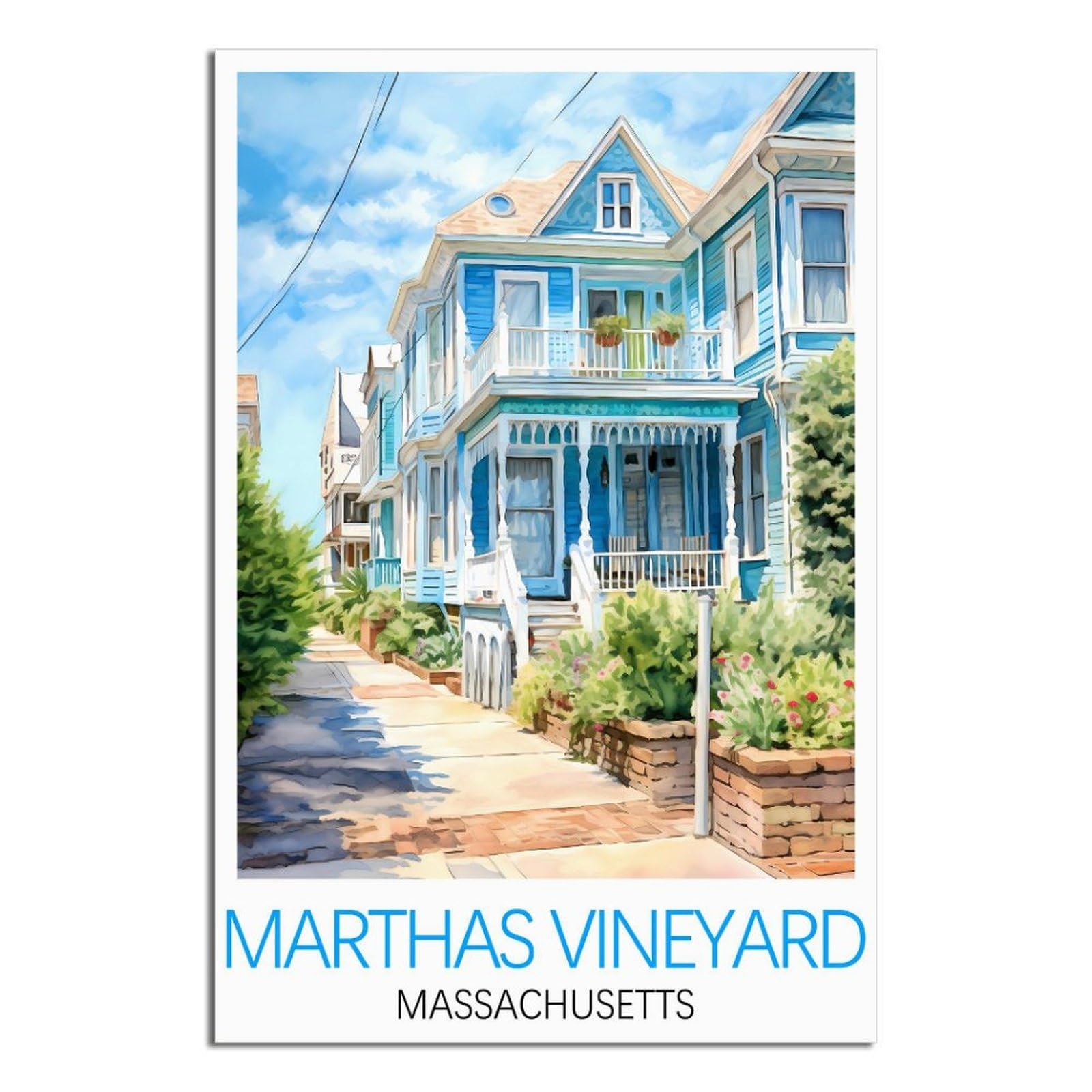 EZMLFA 5D Diamond Art Kits for Beginner,Martha's Vineyard Massachusetts,DIY Round Full Drill Crystal Art Craft Painting for Home Wall Decor 30x40cm