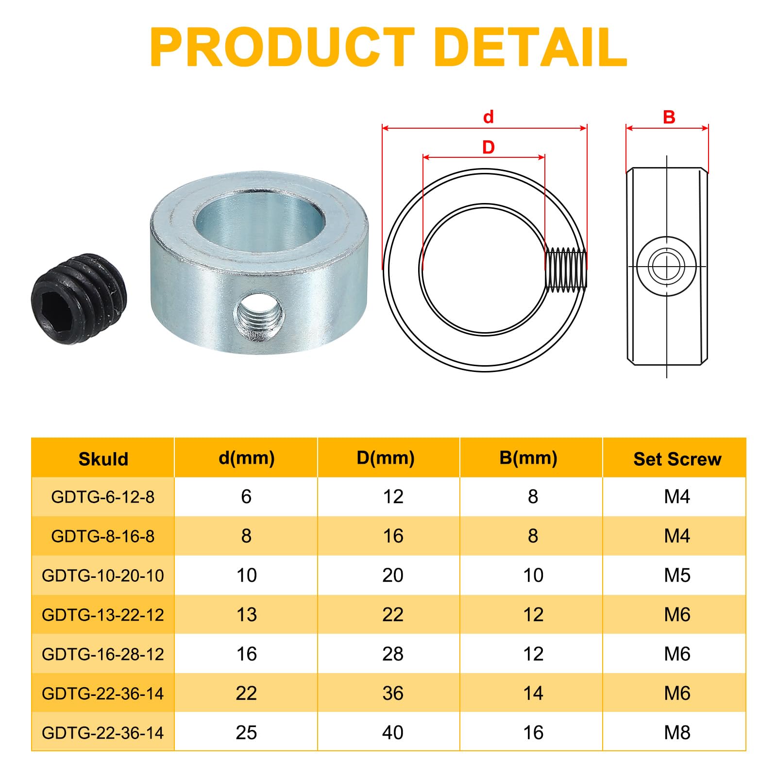 PATIKIL Bague de Réglage Alésage 16 mm Collier d'Arbre 28 mm OD 12 mm Épaisseur, 10 Pcs Acier au Carbone Zingué pour Roue de Butée de Train d'Atterrissage avec M6 Vis de Réglage, Argent