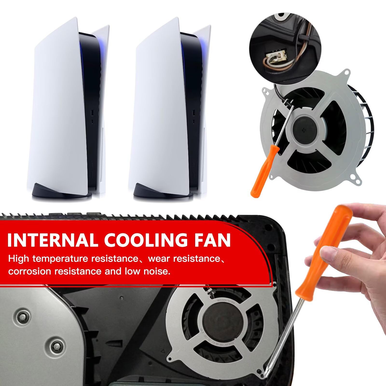 Ventola di raffreddamento interna di ricambio per Sony Playstation 5 PS5 23 pale Fan 17 pale ventola di raffreddamento per PS5 CPU ventola di raffreddamento con cacciavite T8
