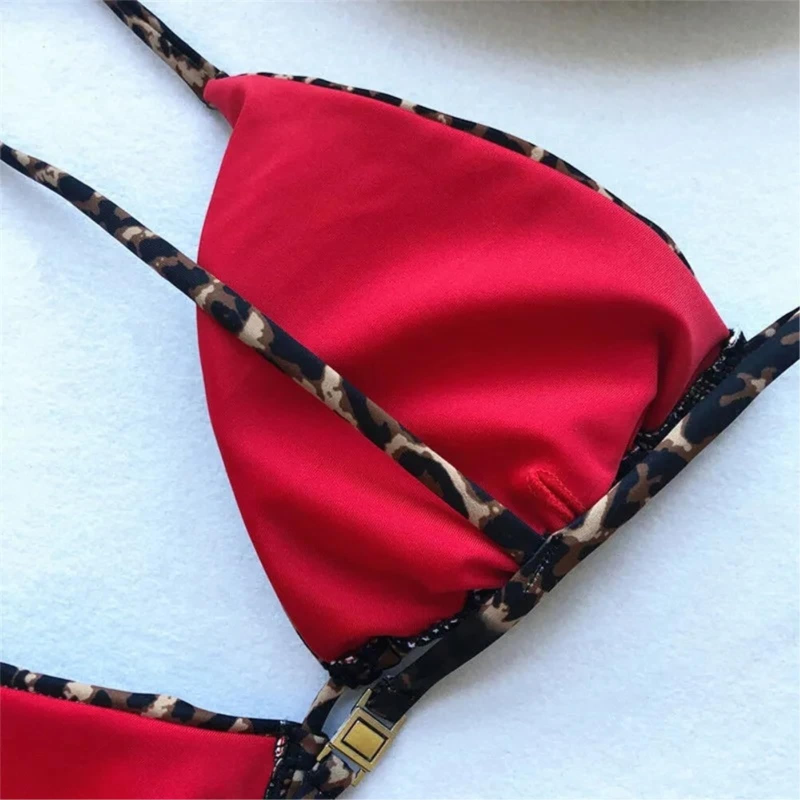 Bikini Mujer Mujeres Leopardo Impresión Set Acolchado Triángulo Top Tanga Baño Ropa De Playa-Leopard-s
