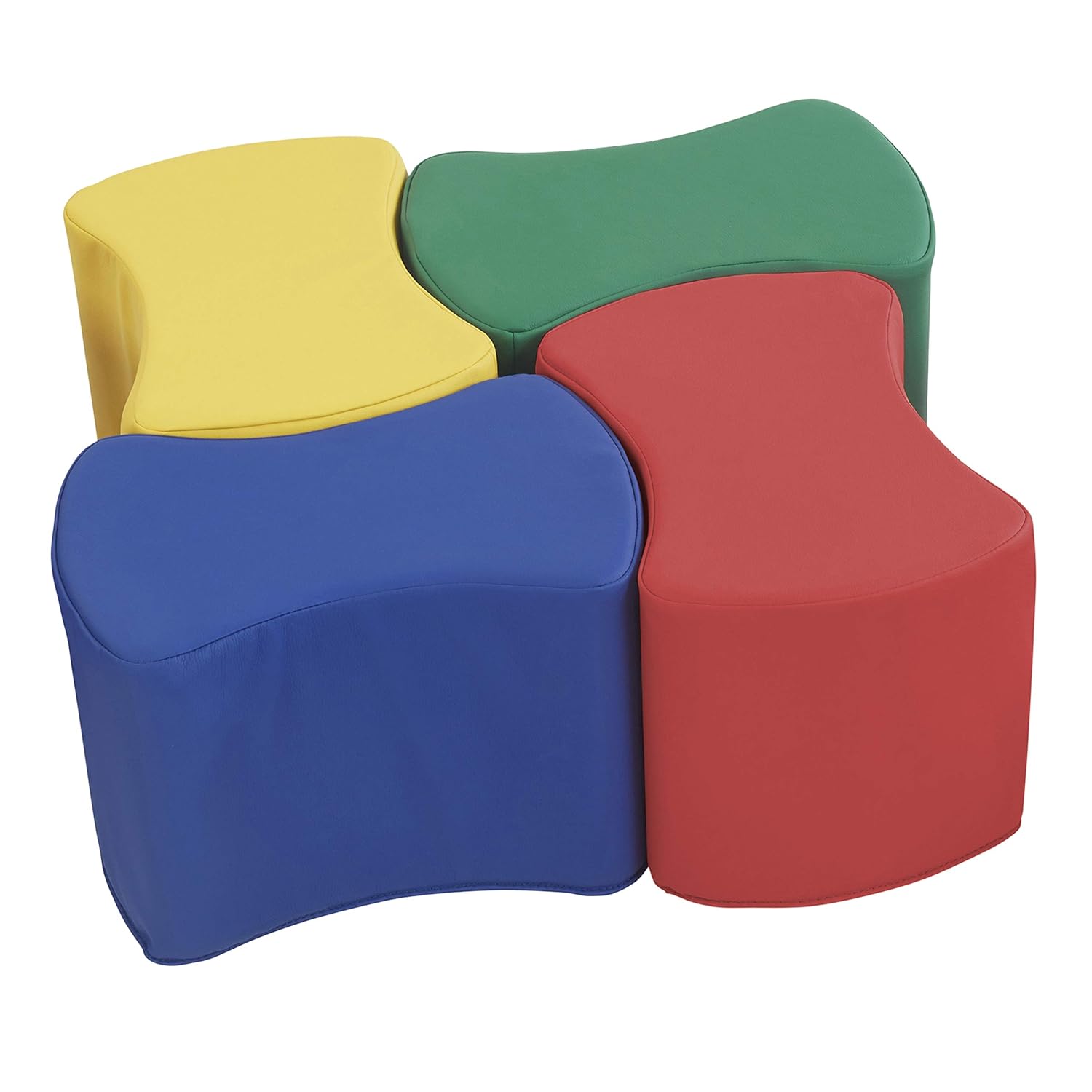 FDP SoftScape 12 inch Butterfly Modular Soft Foam Stool Set for Children Ages 4-7, Lightweight Flexible Seating Option for Home, Preschool and Classrooms (4-Piece Set) - Assorted