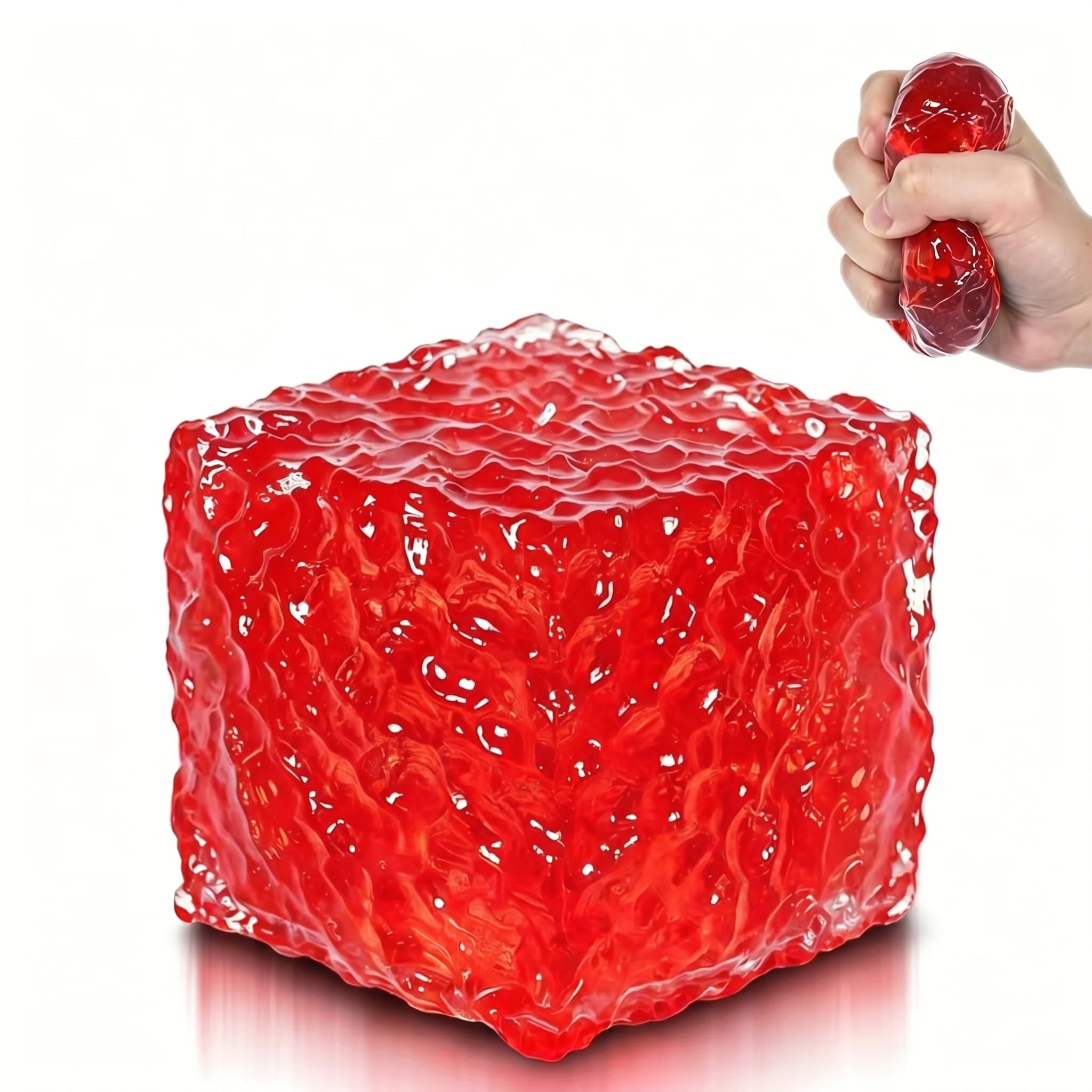 Honeycomb Squishy Fidget Cube,QIANSSE 2.16in Soft Stress Ball Butter Squishy Toys Durable Squeeze Fidgets for Autism Adults Boys and Girls (red)