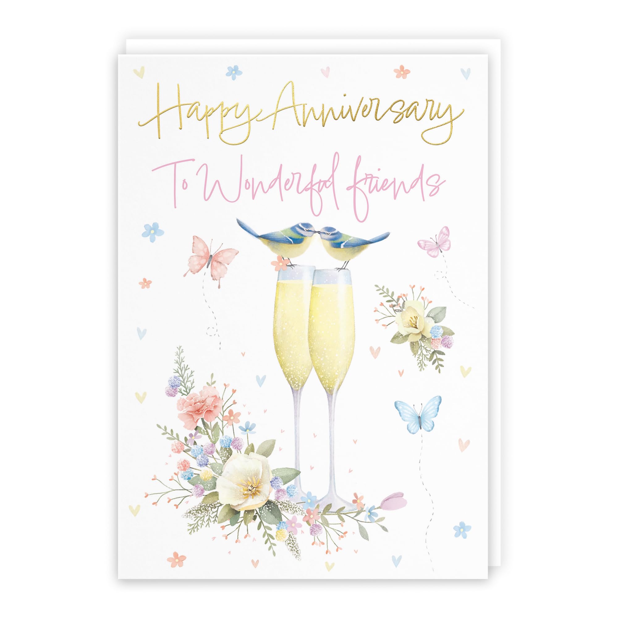 Hunts England - Friends Anniversary Card - A5 Size - Champagne Flutes - Gold Foil - Anniversary Card For Friends - Milo's Gallery โ image 1