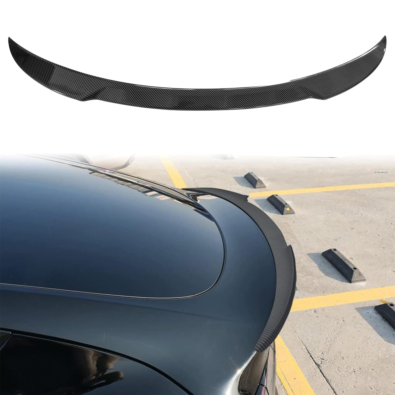 Trunk Spoiler Wing for 2017-2023 Tesla Model 3 Rear Trunk Lid Wing Spoiler (Carbon Fiber, Model 3 2017-2023)