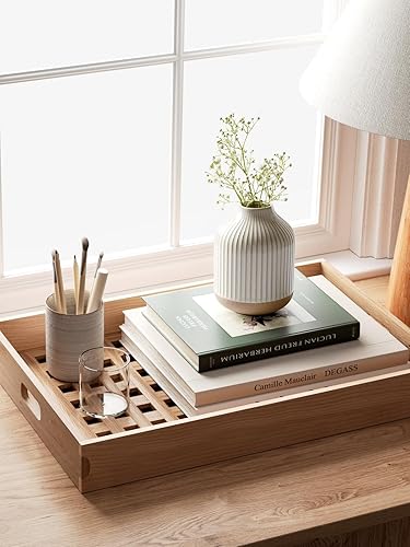 Miniatura 3 de Boho Farmhouse - Jarrón pequeño de cerámica para hierba y flores de las pampas, jarrón blanco rústico de 5.3 pulgadas, centro de mesa para