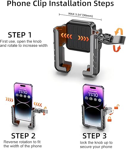 Miniatura 5 de Soporte para teléfono de motocicleta, compatible con cámara Soporte para teléfono de bicicleta, rotación de 360, soporte para teléfono de bicicleta,