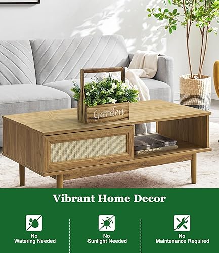 Miniatura 3 de Plantas artificiales, plantas falsas surtidas en caja de madera, plantas sintéticas rústicas con mango y letra decorativa de jardín, decoración de