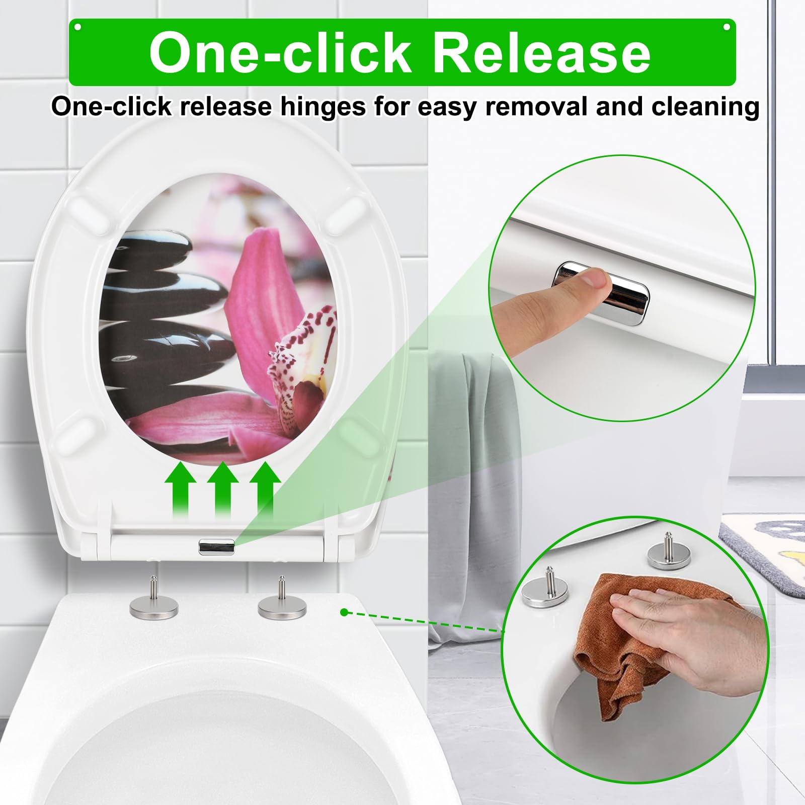 Sedile WC YOTOREE A Forma Di O – Chiusura Ammortizzata, Sgancio Rapido, Antigraffio E Portata 200 Kg – Bianco, Universale E Facile Da Pulire!