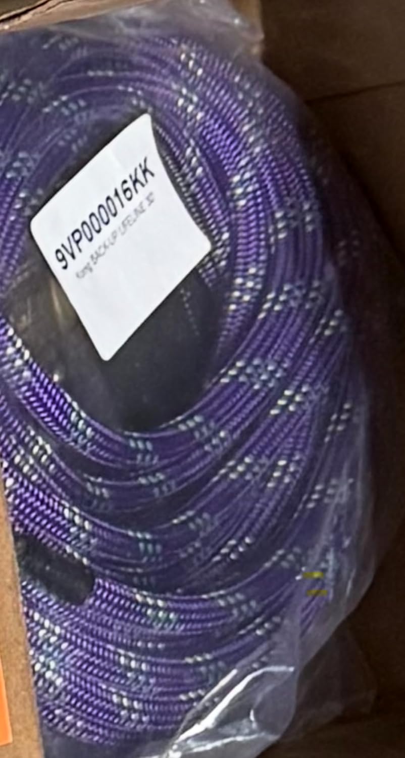KG 9VP000016KK Back-Up Lifeline, Purple Kernmantle Rope with Thimble and Swivel Snap Hook, 11mm x 30ft, ANSI Z359 Z133 Certified (1 Unit)