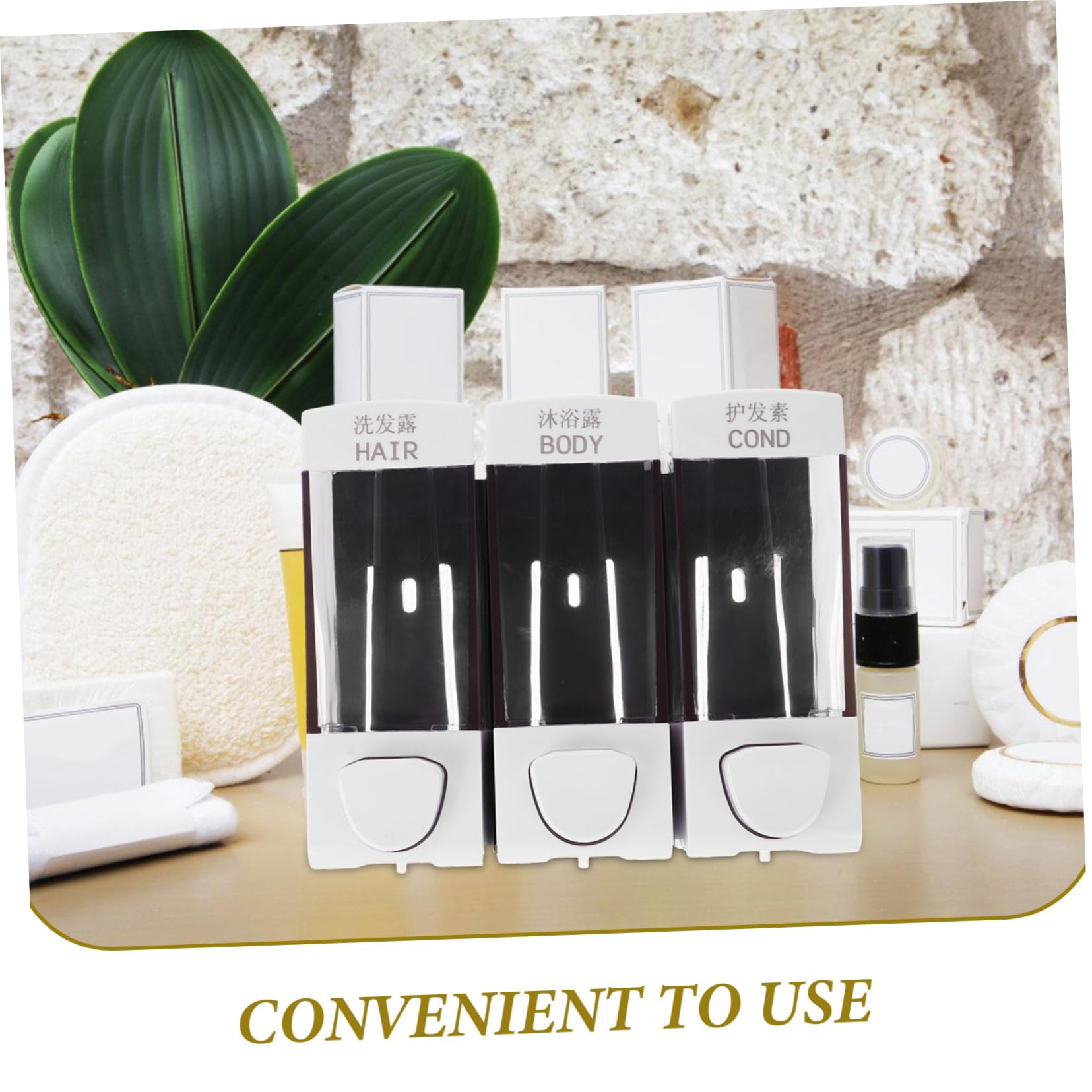 Dispenser Sapone Doccia a Parete 3 Scomparti, 1050ml, Abs, Facile da Installare per Casa e Hotel